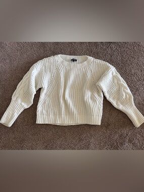 Express Cream Cable Crewneck Sweater